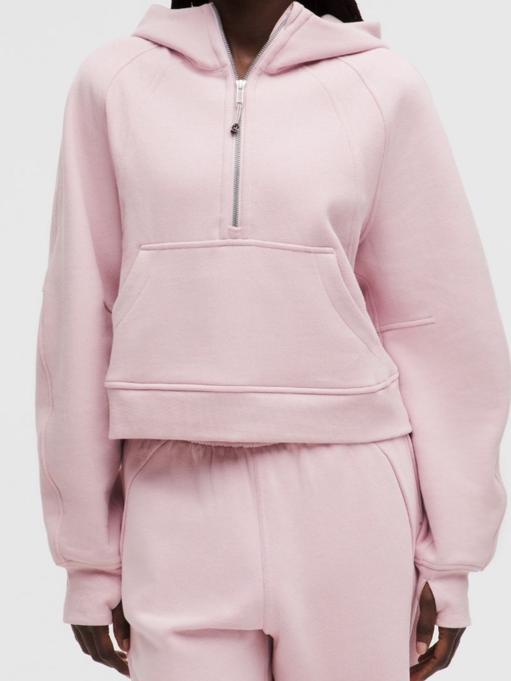 Lululemon Half Zip cropped scuba light pink